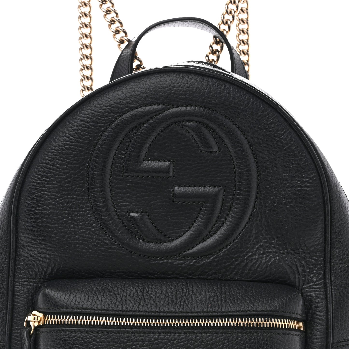 Pebbled Calfskin Soho Chain Backpack Black