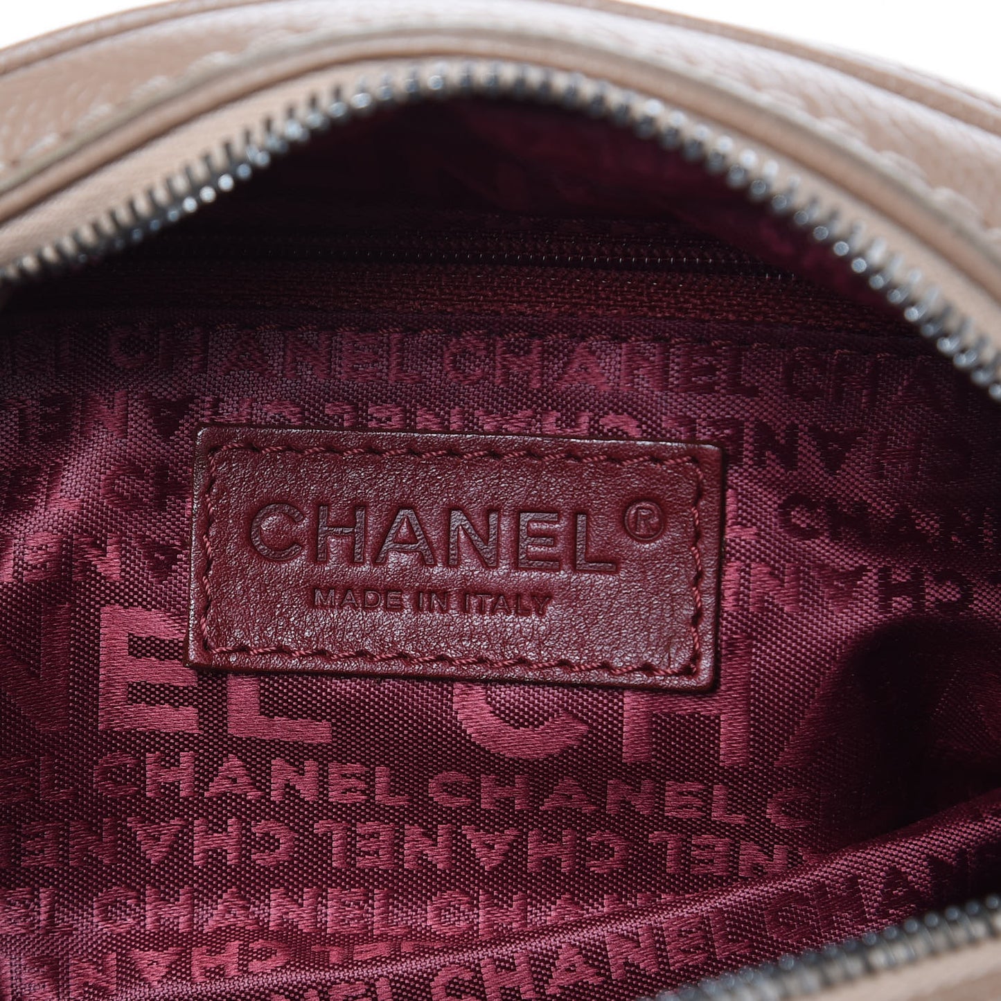 Caviar Square Stitched Bowler Tote Dark Beige