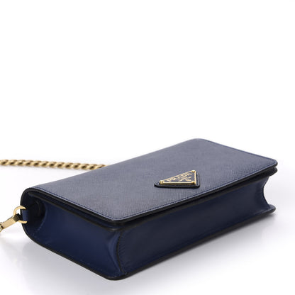 Prada Saffiano Soft Calf Chain Crossbody Bag Bluette 4 of 10