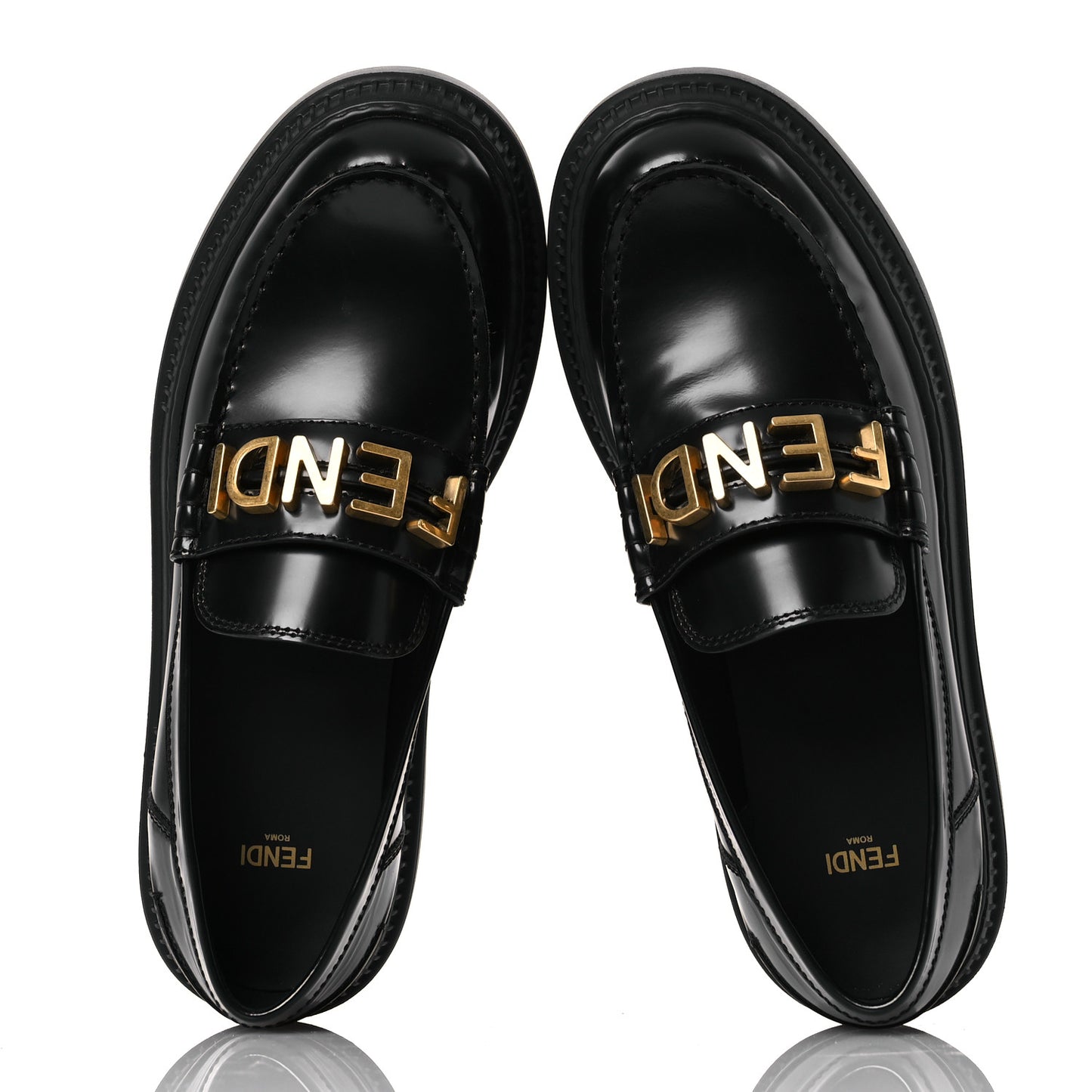 Vitello Abrasivato Fendigraphy 50mm Loafers 40 Black