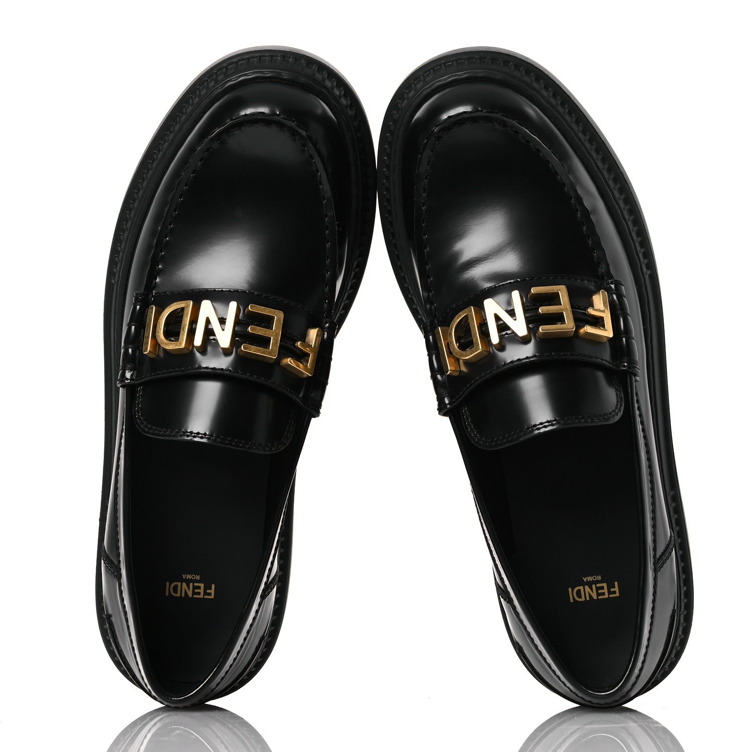 Fendi Vitello Abrasivato Fendigraphy 50mm Loafers 40 Black 2 of 13