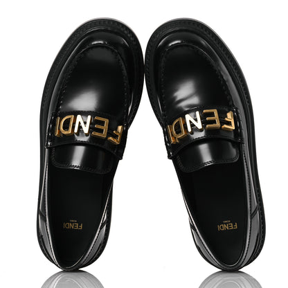 Fendi Vitello Abrasivato Fendigraphy 50mm Loafers 40 Black 2 of 13