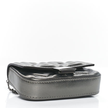 Fendi Vitello Catalan Mirror FF 1974 Embossed Nano Baguette Charm Graphite 3 of 8