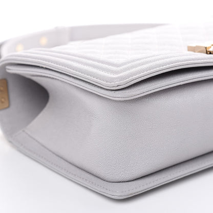 Chanel Iridescent Caviar Quilted Medium Boy Flap Light Grey 8 of 11