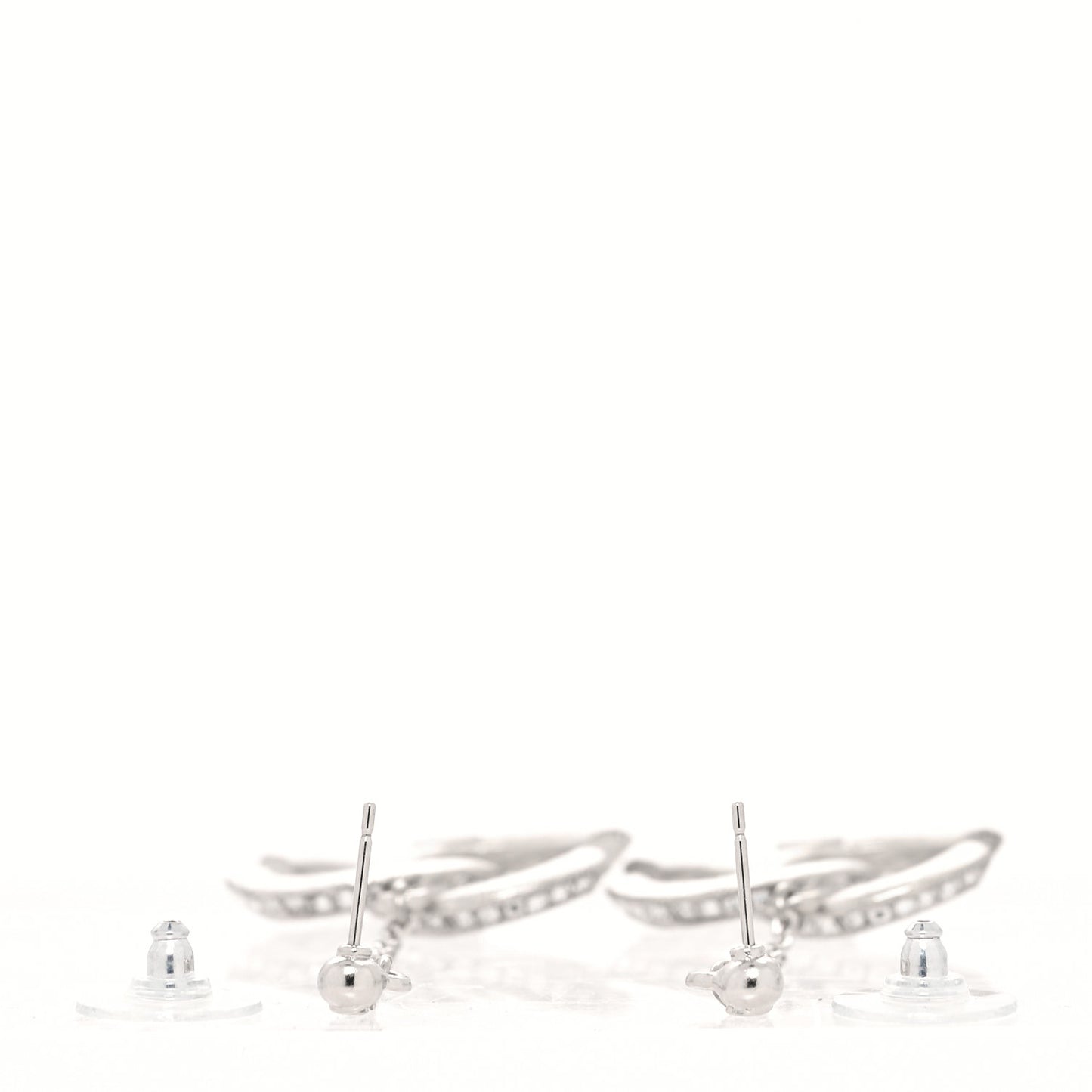 Baguette Crystal Quilted CC Drop Earrings Silver