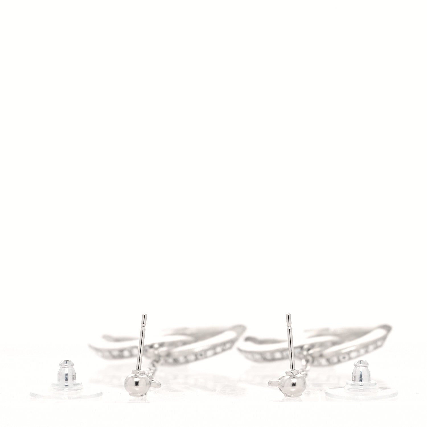 Chanel Baguette Crystal Quilted CC Drop Earrings Silver 3 of 4