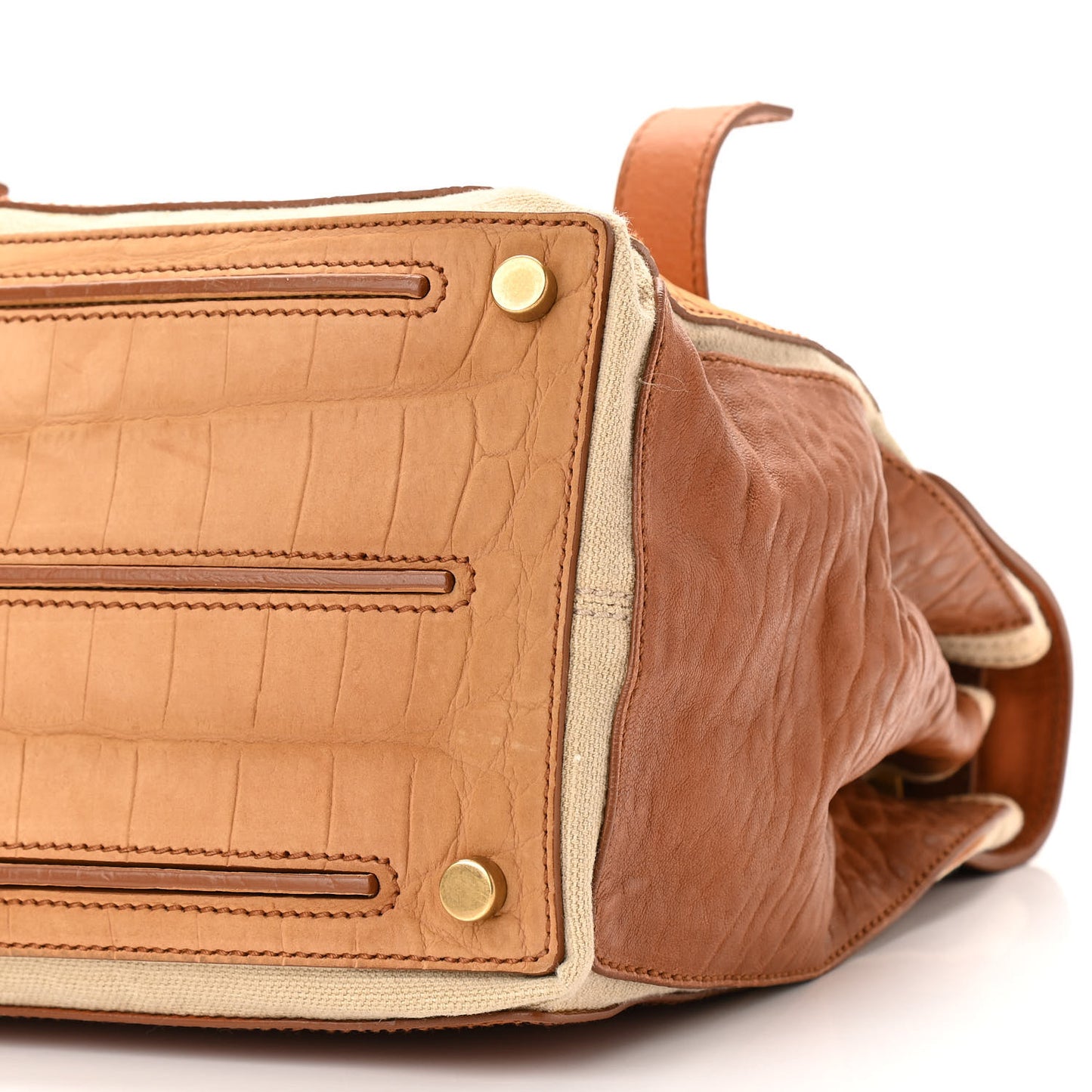 Crocodile Embossed Nubuck Calfskin Medium Muse Two Tote Tan