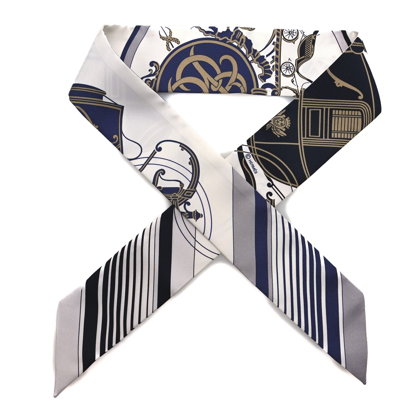 Silk Ex-Libris Twilly White Marine Gris