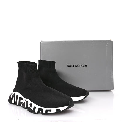 Balenciaga Neoprene Knit Womens Speed Graffiti Sneakers 36 Black White 8 of 8