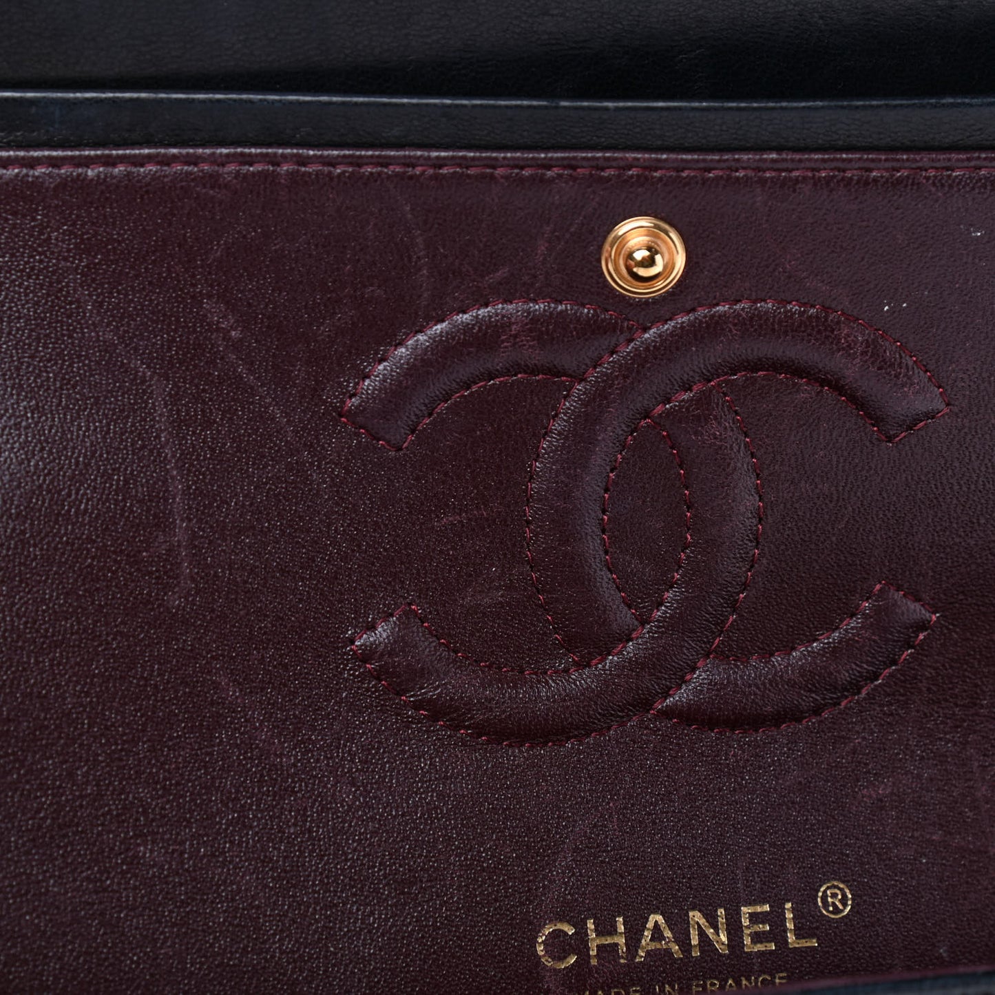 Lambskin Quilted Medium Double Flap Black