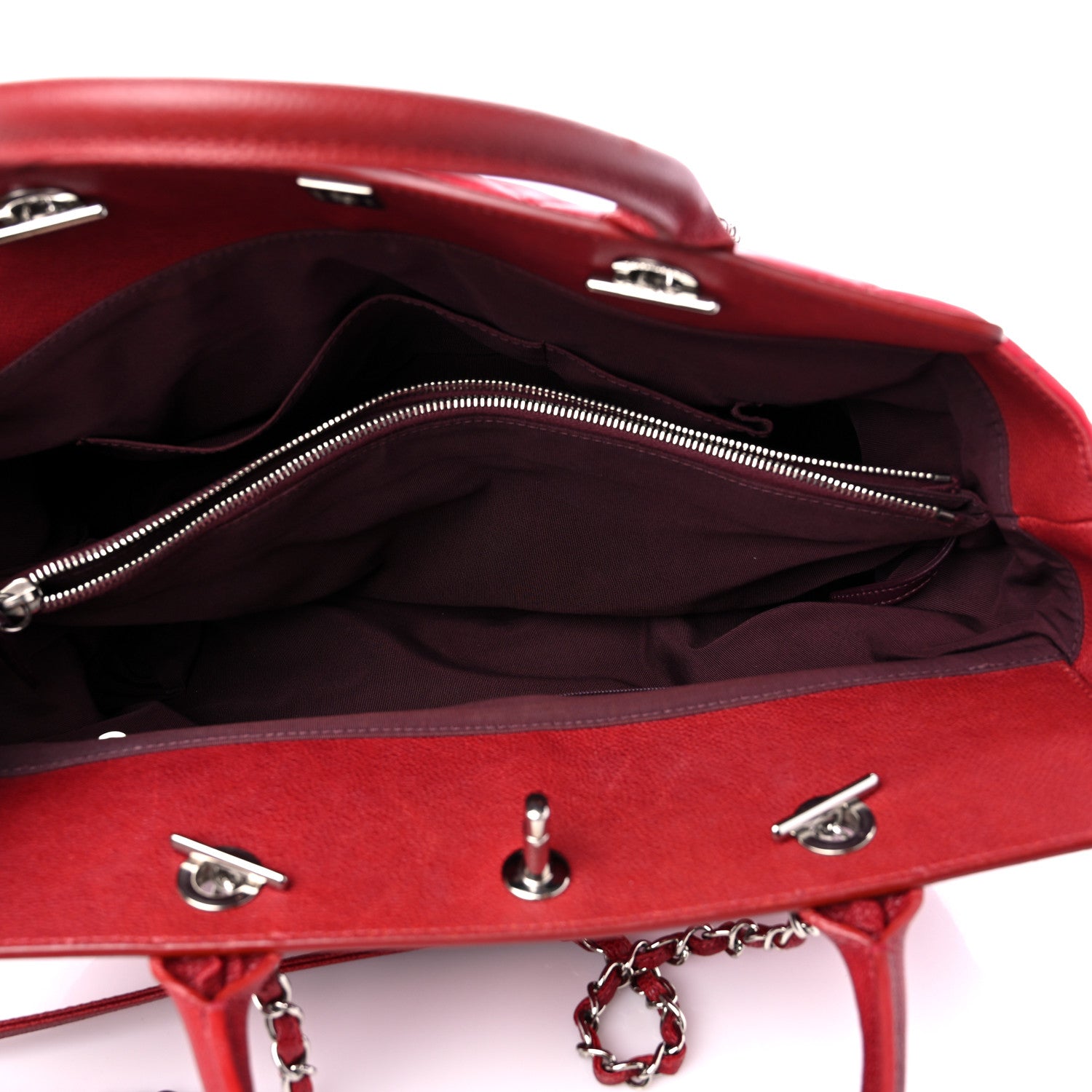 Chanel Calfskin Caviar Quilted Large Shopping Tote Red 6 of 16