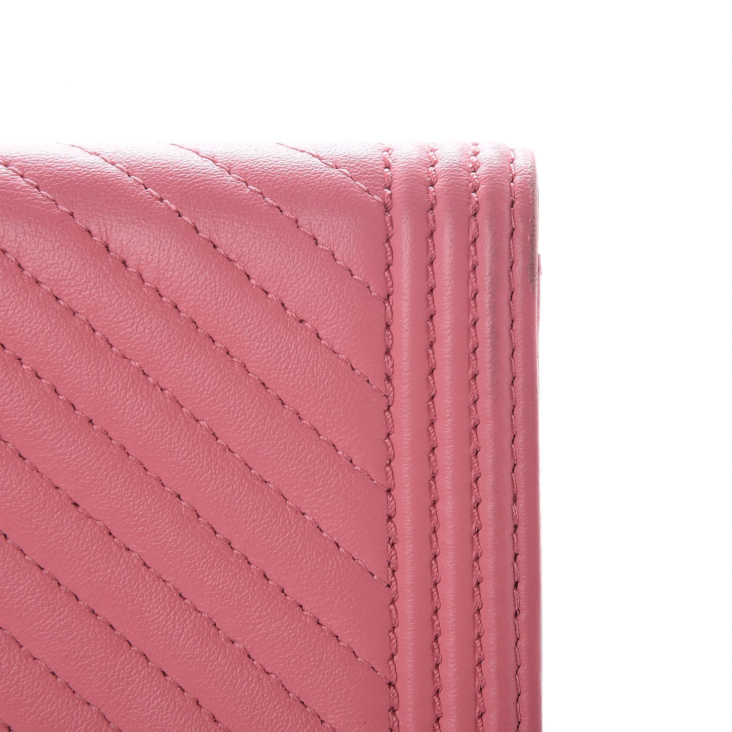 Calfskin Chevron Quilted Boy Yen Wallet Pink
