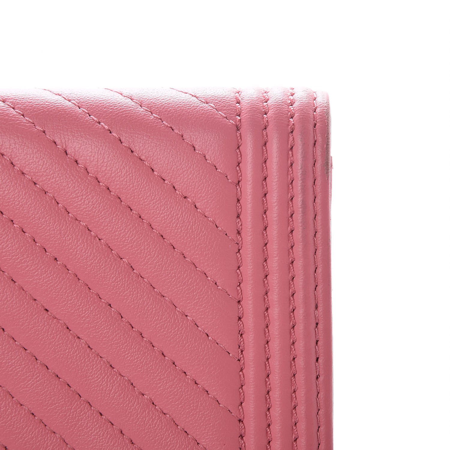 Chanel Calfskin Chevron Quilted Boy Yen Wallet Pink 10 of 15