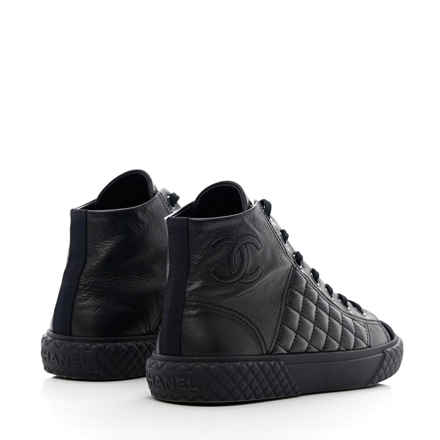Calfskin High Top CC Sneakers 36.5 Black