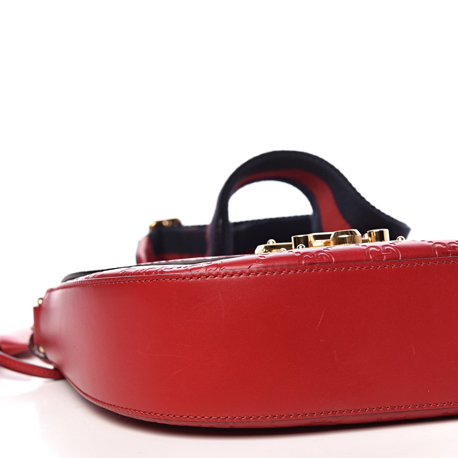 Gucci Guccissima Web Medium Padlock Messenger Shoulder Bag Hibiscus Red 9 of 11