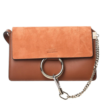 Chloe Suede Calfskin Small Faye Shoulder Bag Tobacco 1 of 8