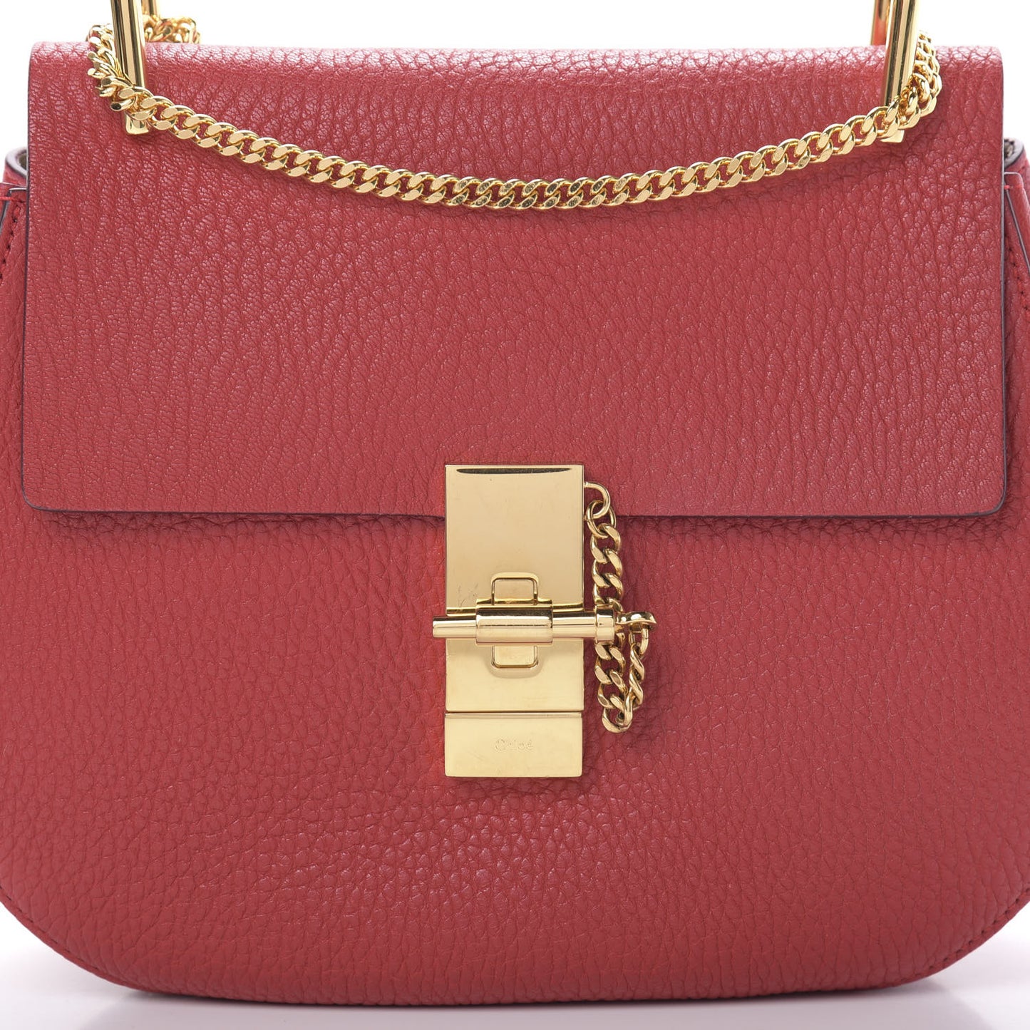 Grained Lambskin Drew Shoulder Bag Plaid Red