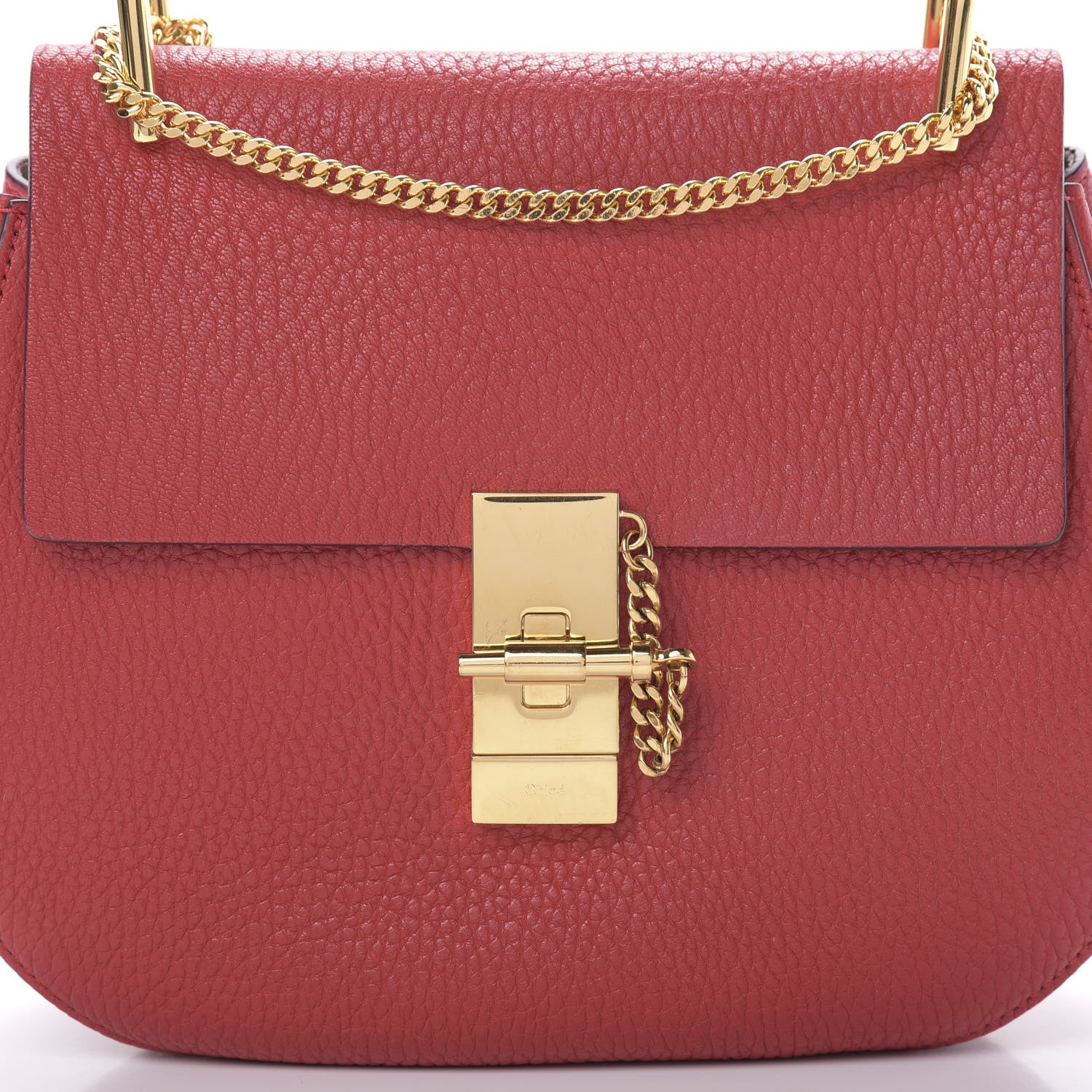 Chloe Grained Lambskin Drew Shoulder Bag Plaid Red 8 of 10