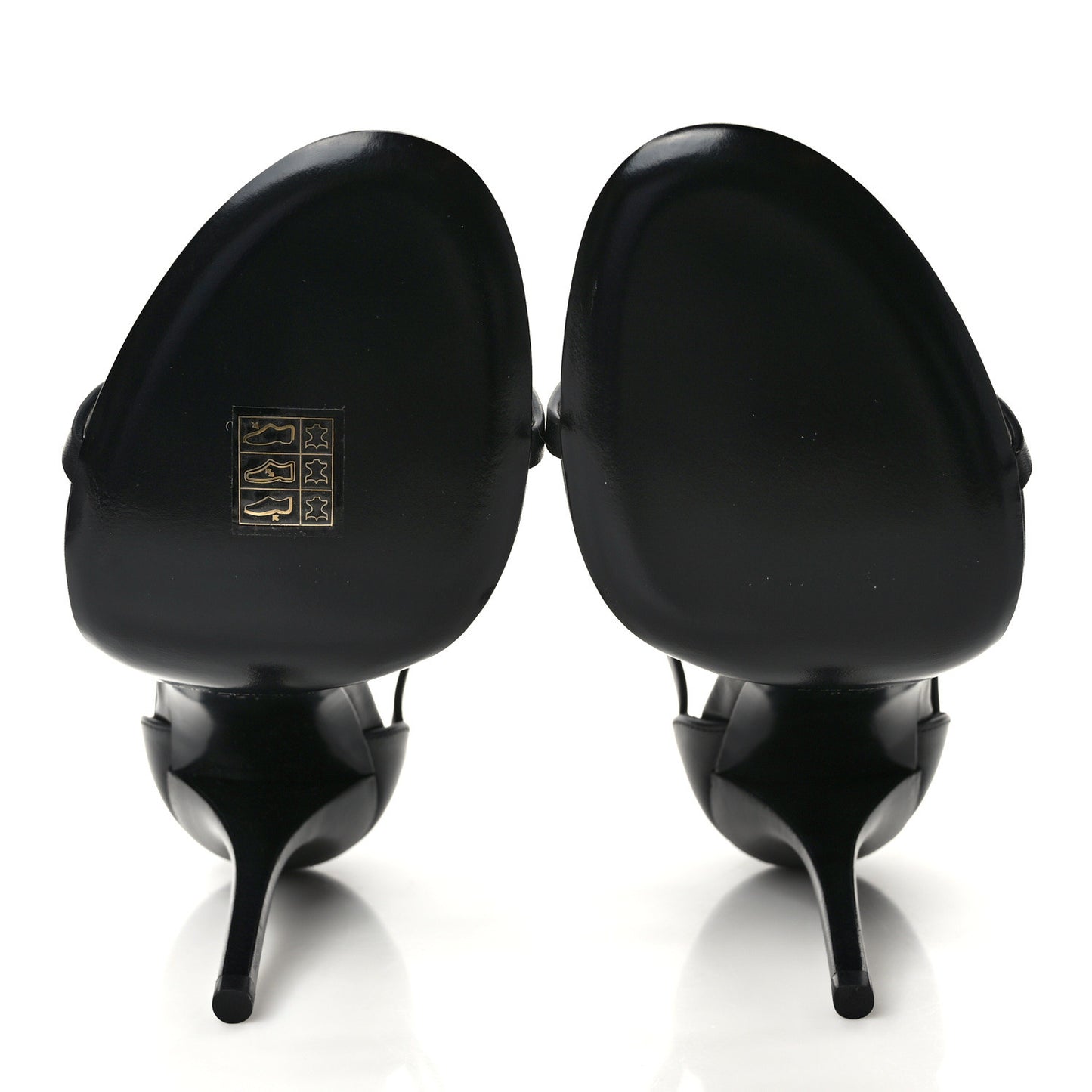 Calfskin Cassandra Palm Logo 110 Ankle Strap Sandals 39.5 Black
