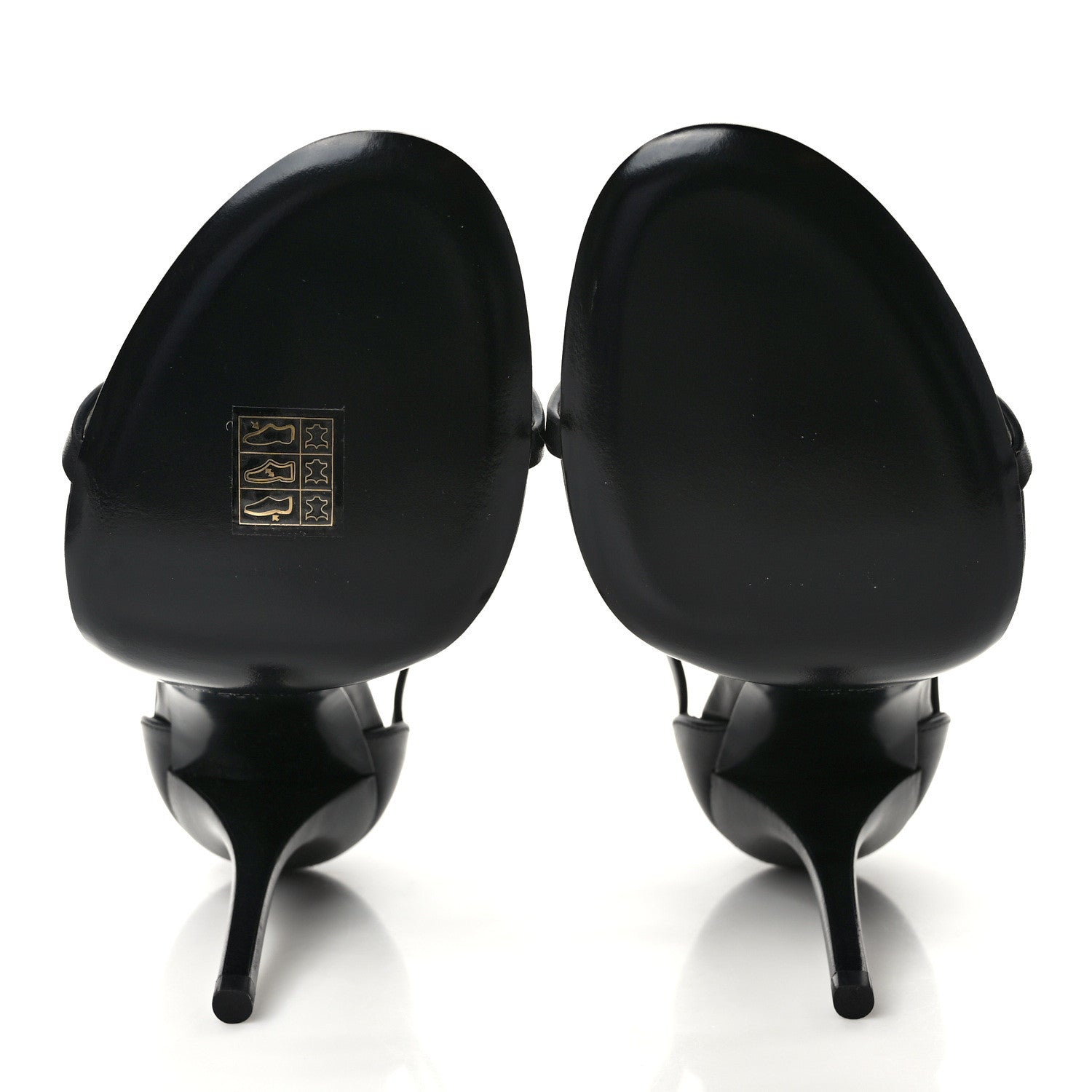 Saint Laurent Calfskin Cassandra Palm Logo 110 Ankle Strap Sandals 39.5 Black 5 of 7