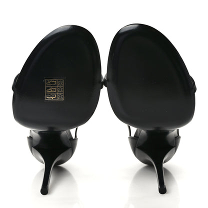 Saint Laurent Calfskin Cassandra Palm Logo 110 Ankle Strap Sandals 39.5 Black 5 of 7