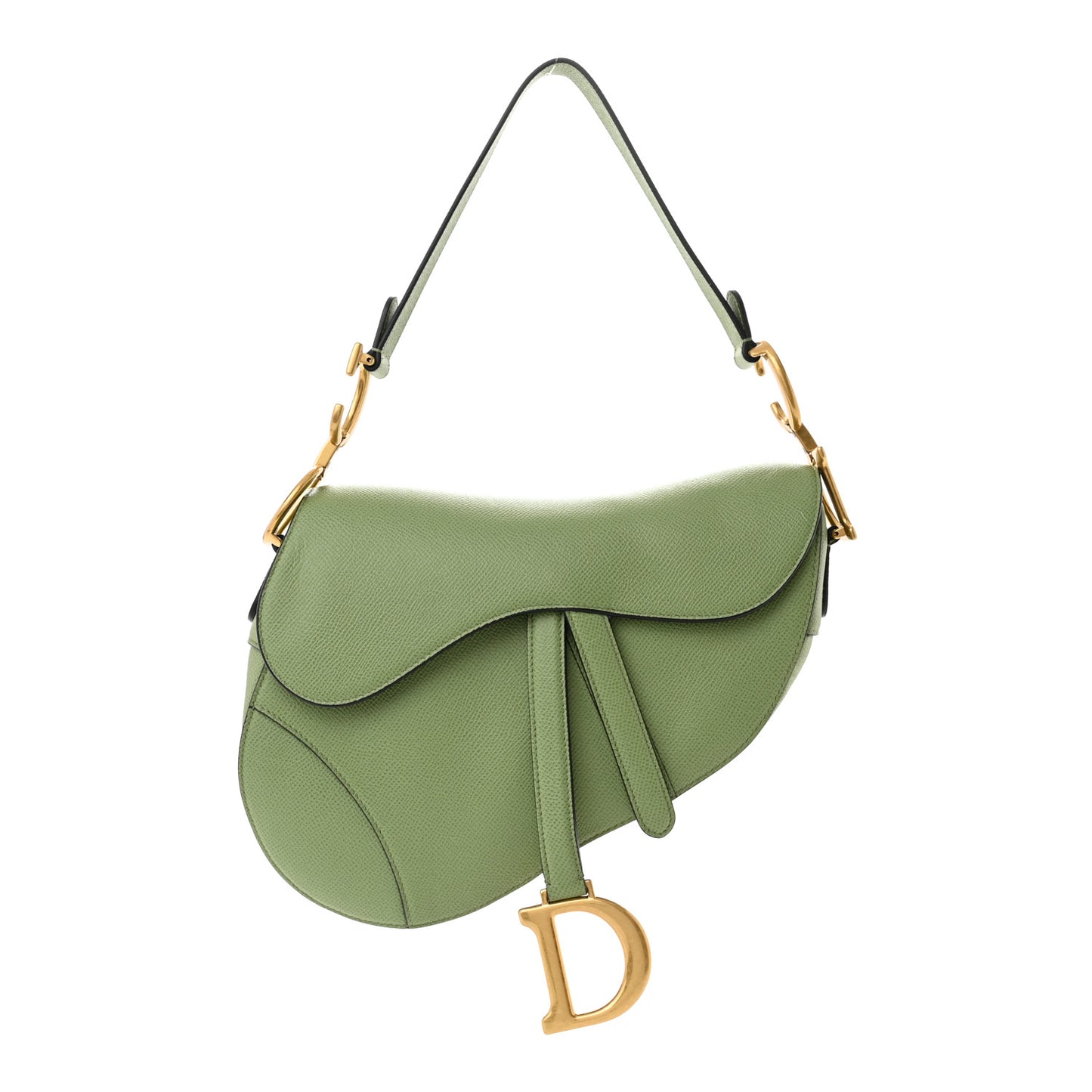 Grained Calfskin Saddle Bag Green