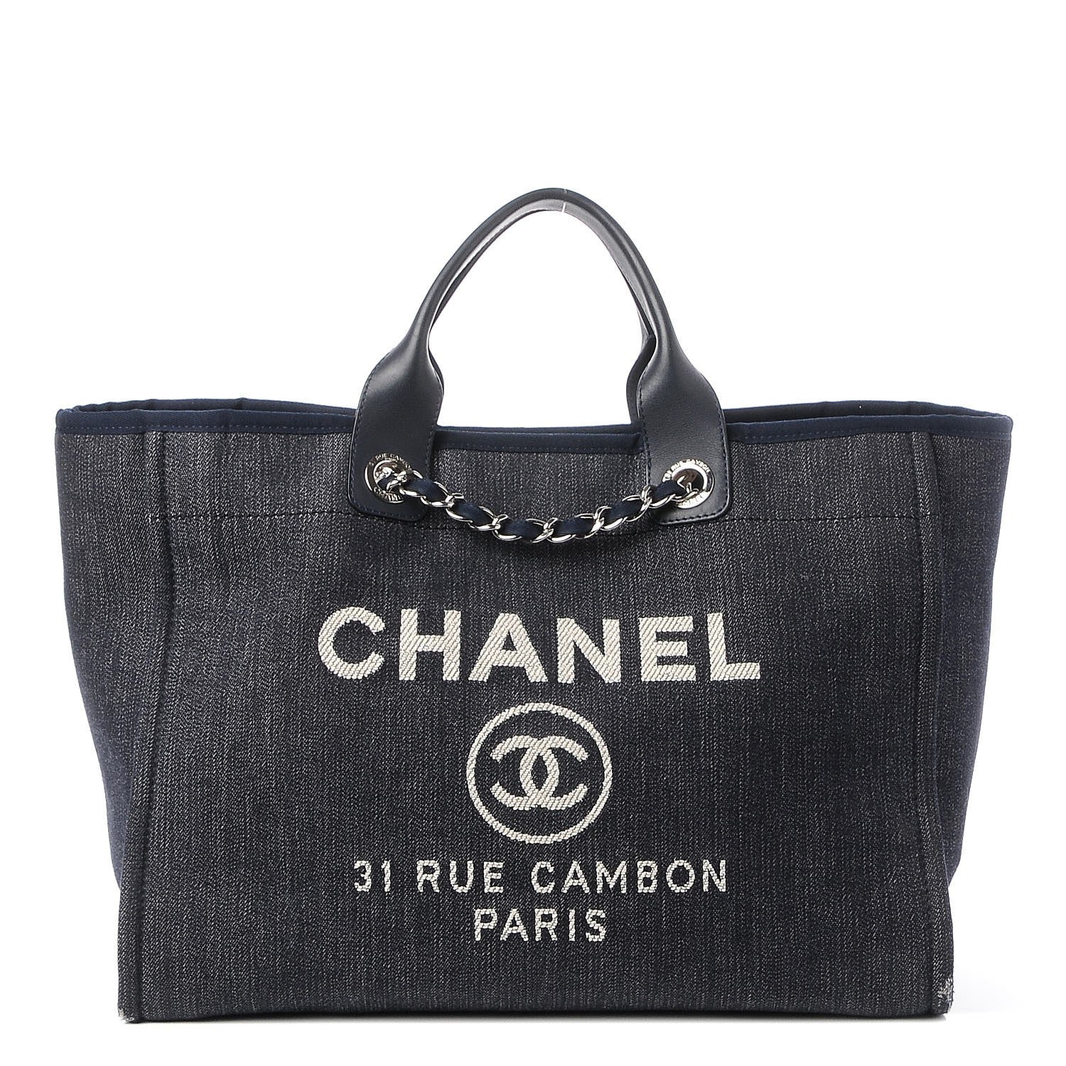 Chanel Denim Large Deauville Tote Dark Blue 1 of 10
