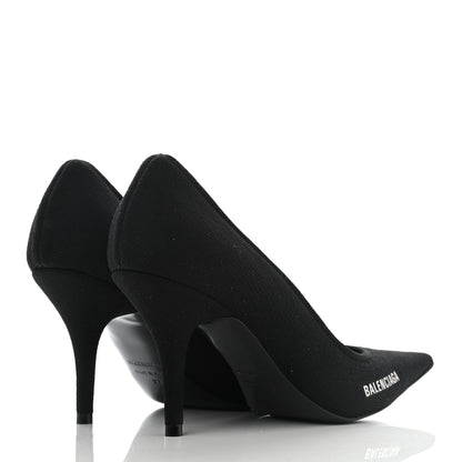Balenciaga Recycled Knit Logo Knife 80mm Pumps 37 Black White 4 of 9