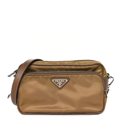 Prada Nylon Saffiano Vela Double Zip Crossbody Bag Tabacco 1 of 8