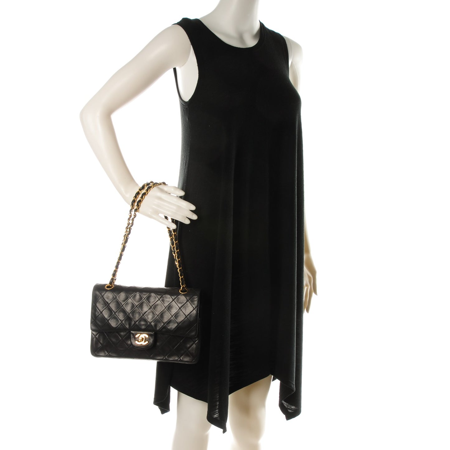 Lambskin Quilted Medium Double Flap Black