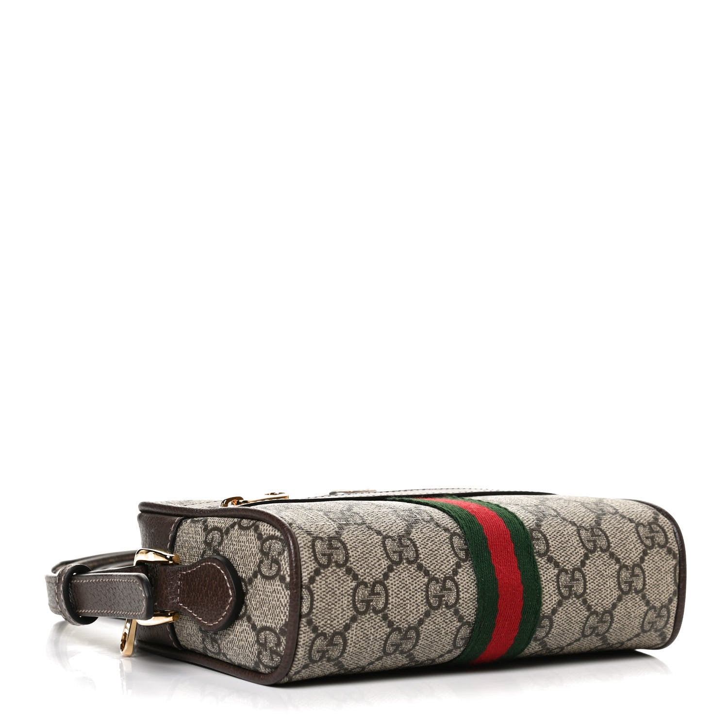 Gucci GG Supreme Monogram Web Mini Ophidia Shoulder Bag Brown 4 of 13