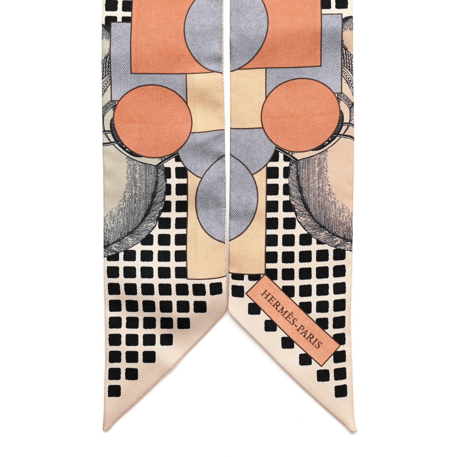 Hermes Silk Cavalier En Formes Twilly Beige Gris Terraco 2 of 4