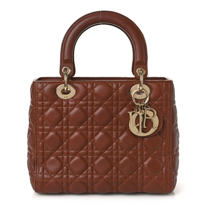 Christian Dior Lambskin Cannage Medium Lady Dior Brown 1 of 15