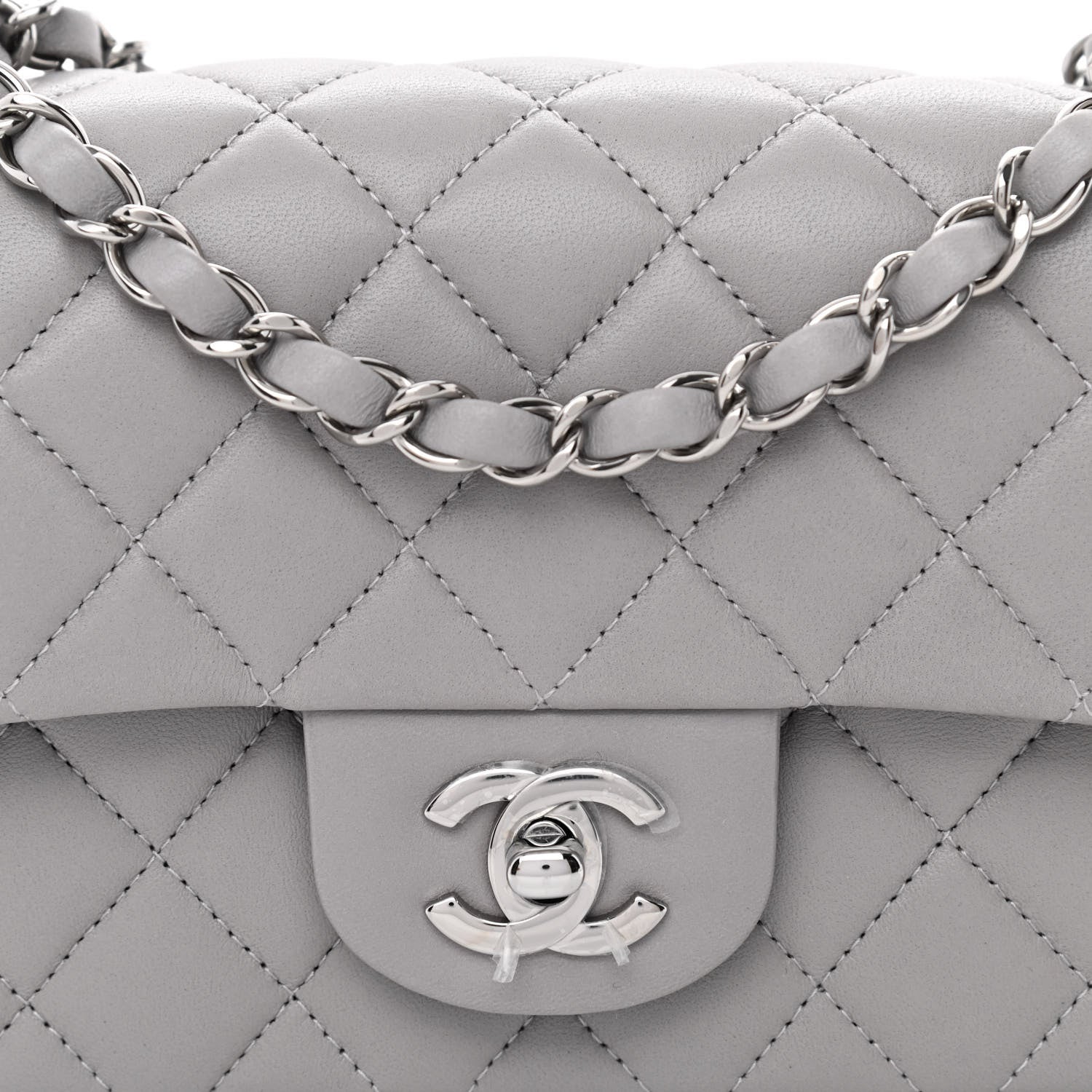 Chanel Lambskin Quilted Mini Rectangular Flap Grey 8 of 10