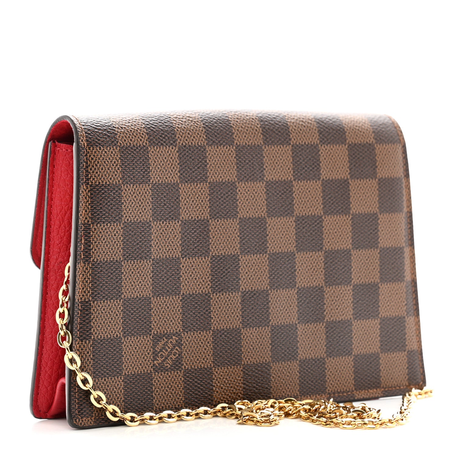 Louis Vuitton Damier Ebene Croisette Chain Wallet Scarlet 3 of 11
