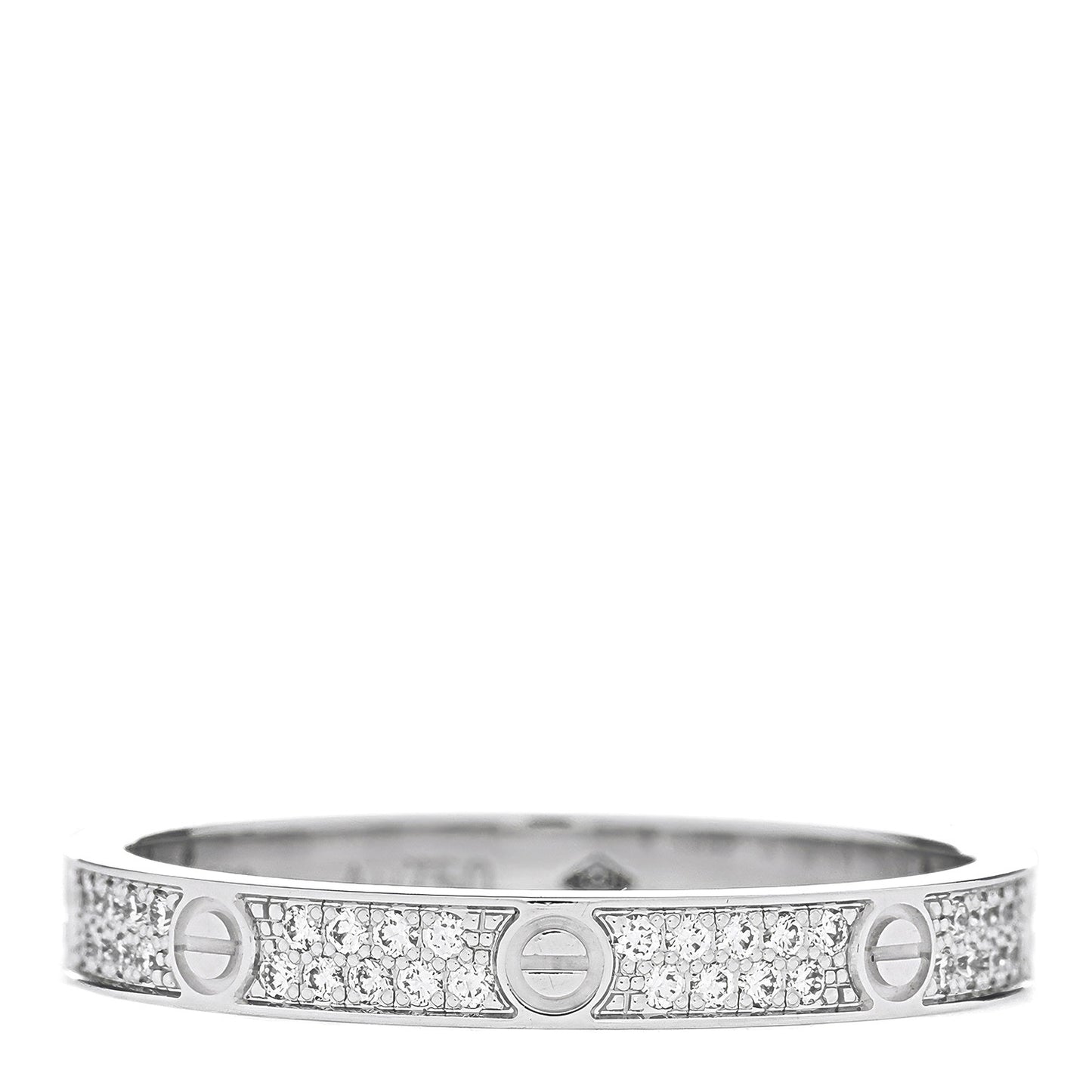18K White Gold Diamond 2.6mm LOVE Paved Band Ring 52 6
