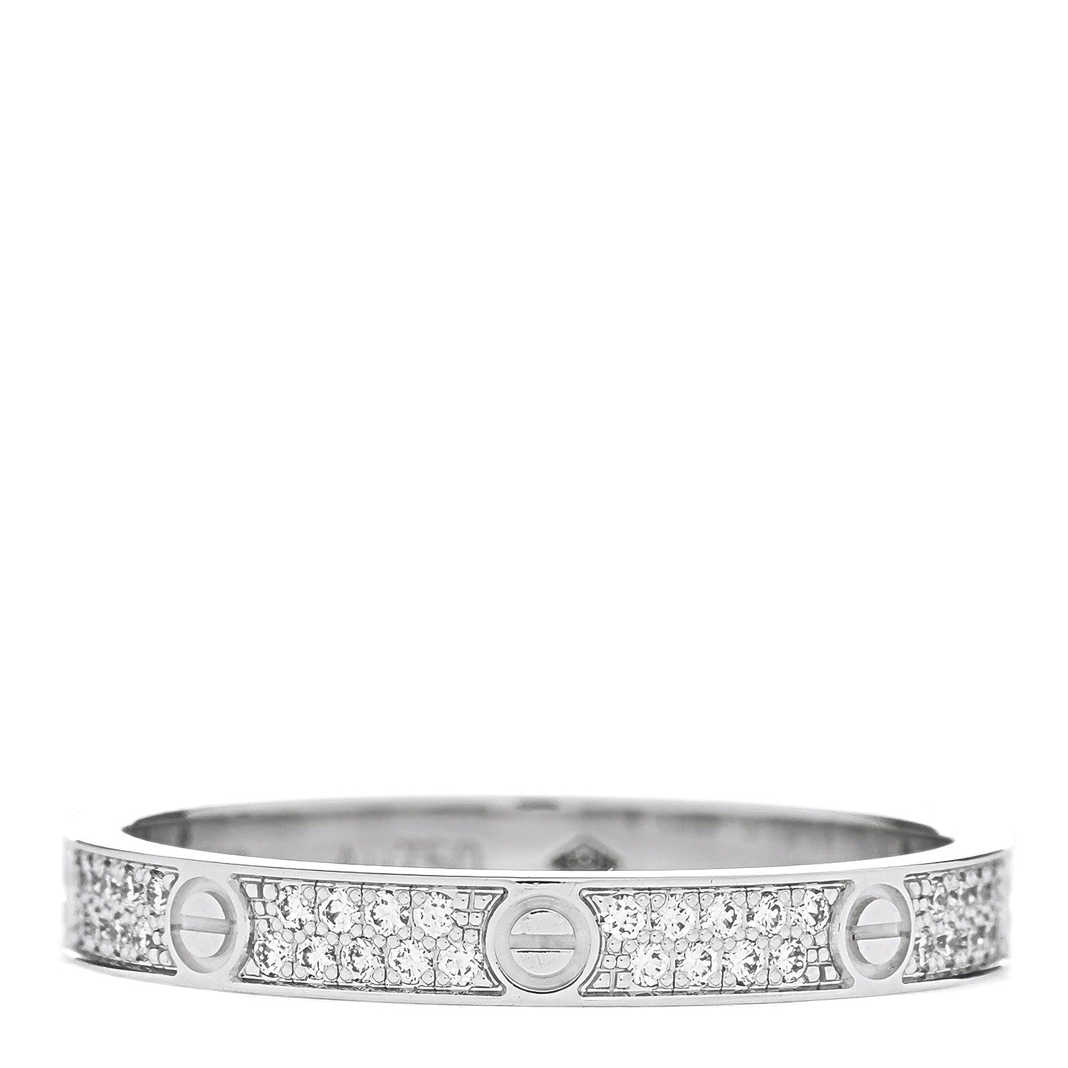 Cartier 18K White Gold Diamond 2.6mm LOVE Paved Band Ring 52 6 3 of 5