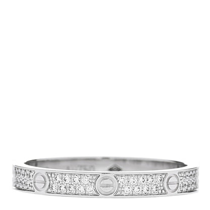 Cartier 18K White Gold Diamond 2.6mm LOVE Paved Band Ring 52 6 3 of 5