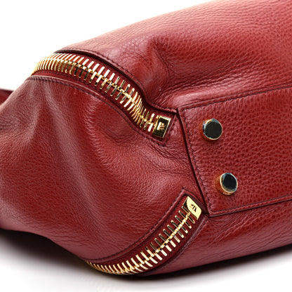 Tom Ford Grained Calfskin Medium Sedgwick Zipper Tote Cabernet 6 of 10