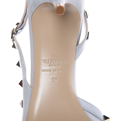 Valentino Garavani Suede Nappa Rockstud Half D'Orsay Slingback 50mm Pumps 38 Pastel Grey 6 of 8