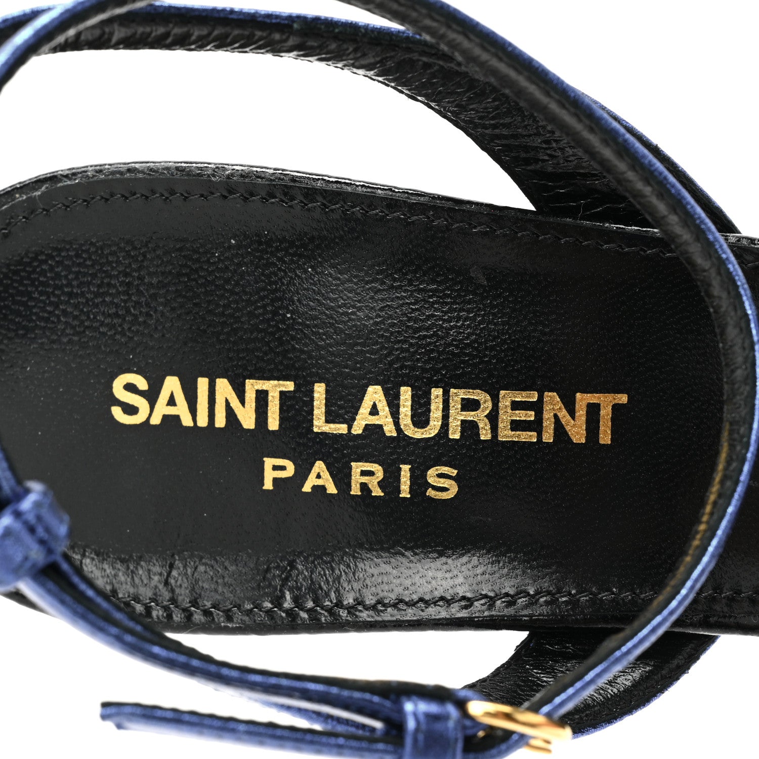 Saint Laurent Metallic Calfskin Manhattan Ankle Strap Sandal 36.5 Multicolor 7 of 9