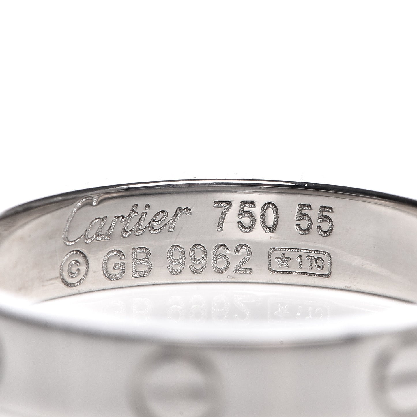 18K White Gold 3.5mm LOVE Wedding Band Ring 55 7.25