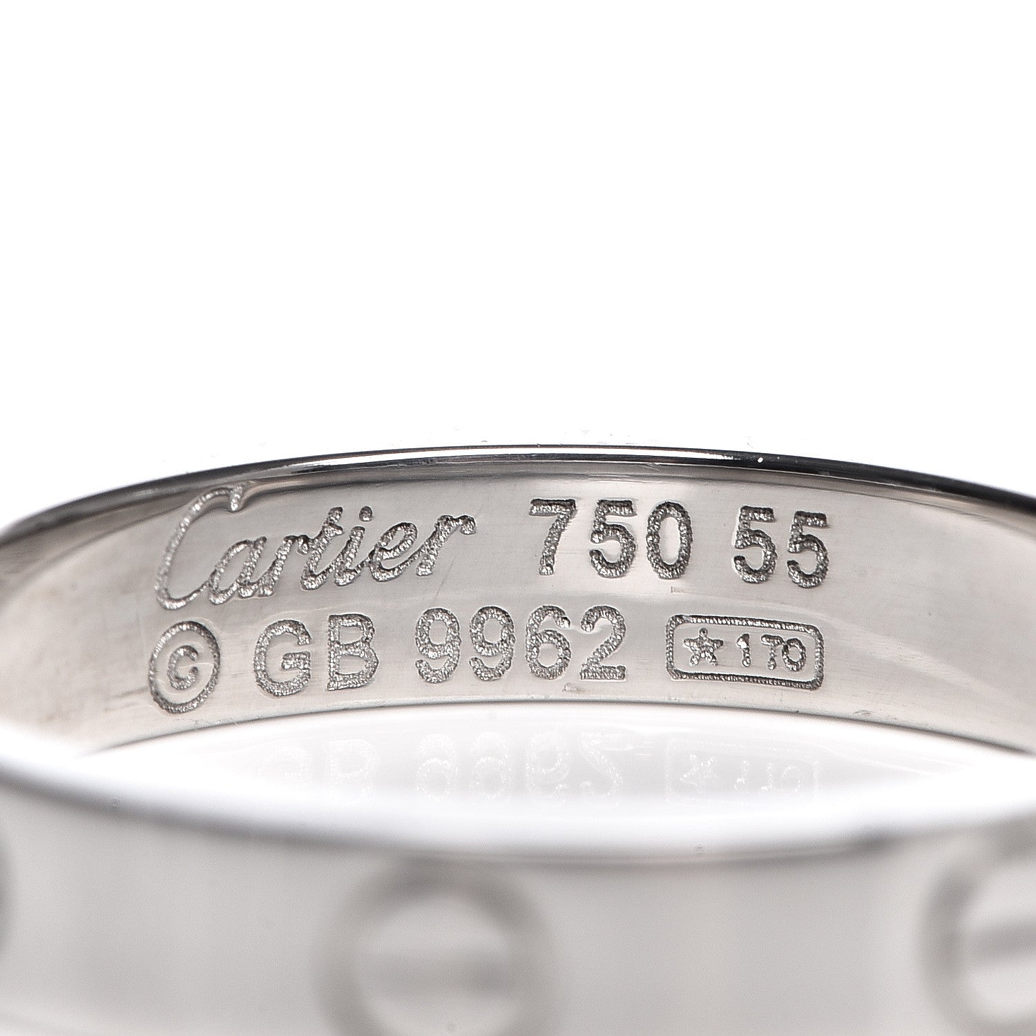 Cartier 18K White Gold 3.5mm LOVE Wedding Band Ring 55 7.25 4 of 4