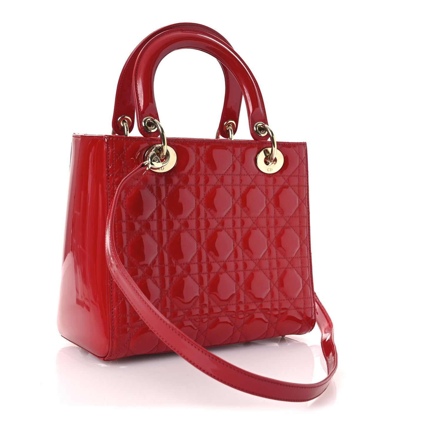 Patent Cannage Medium Lady Dior Red