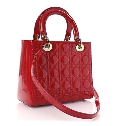 Christian Dior Patent Cannage Medium Lady Dior Red 3 of 15