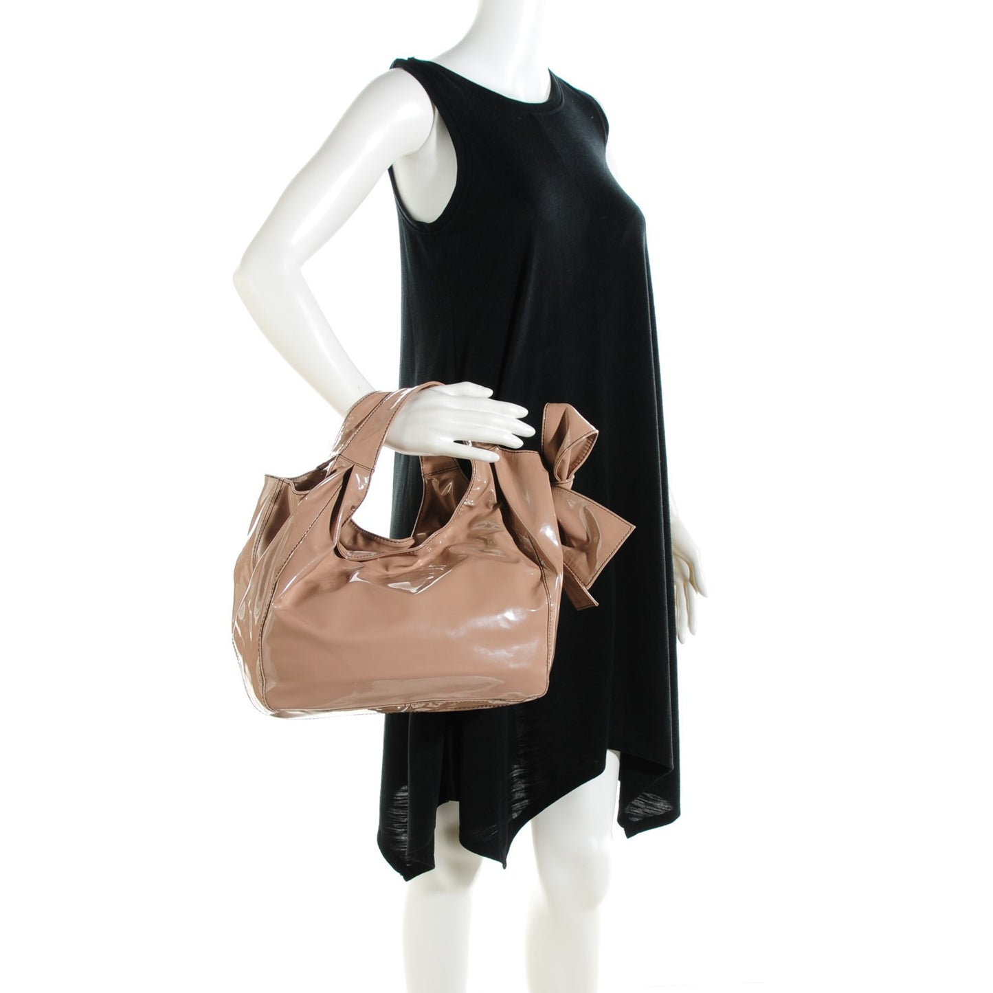 Patent Lacca Large Nuage Bow Hobo Nude