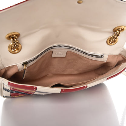 Gucci Calfskin Matelasse Trompe L'Oeil Print Medium GG Marmont Shoulder Bag Mystic White Hibiscus Red Marine Giallo 5 of 12