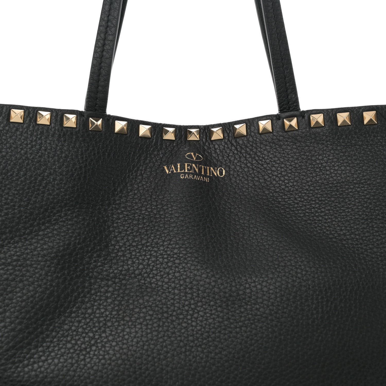 Valentino Garavani Grained Calfskin Rockstud Shoulder Tote Black 7 of 12