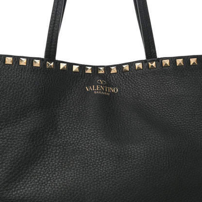 Valentino Garavani Grained Calfskin Rockstud Shoulder Tote Black 7 of 12
