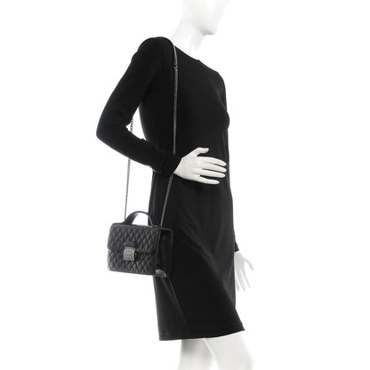 Chanel Goatskin Quilted CC University Top Handle Flap Black 2 of 11